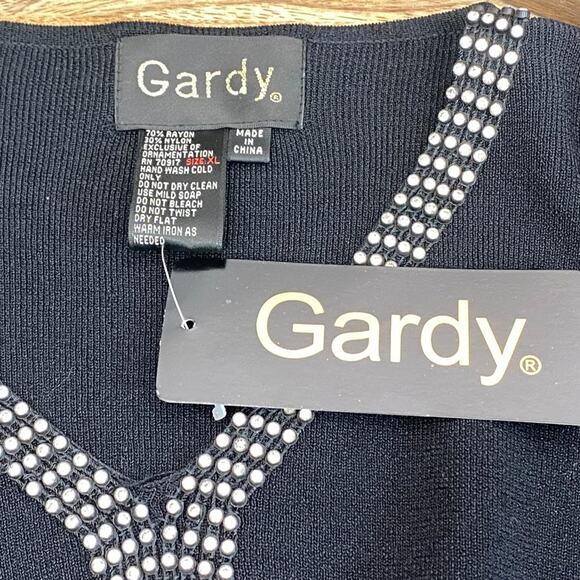 Gardy Gem Embellished Long Sleeve Pull Over V Neck Sweater Black XL NWT $108 - Picture 10 of 12